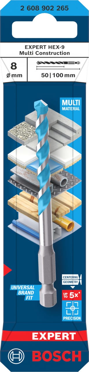 Bosch EXPERT HEX-9 Multi Construction Bohrer, 8 x 50 x 100 mm