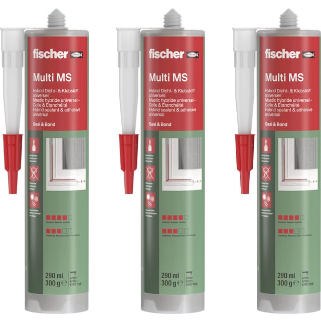 fischer Hybrid Dicht-& Klebstoff Multi MS 290 weiß (3 Stück)