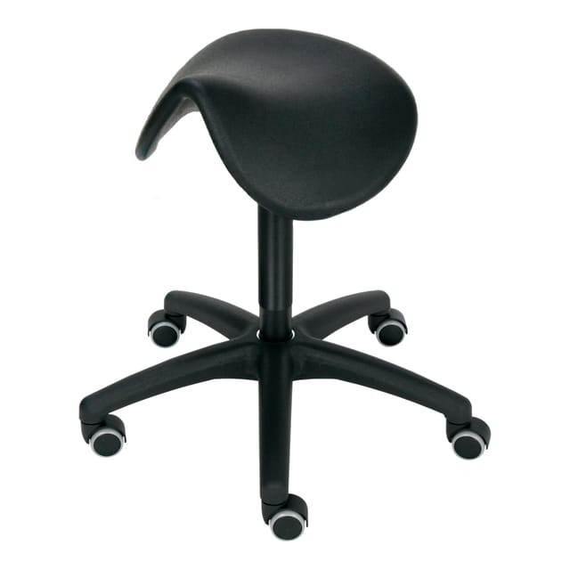 STIER Sattelhocker multibeweglich PU-Sitz 490-680mm Fußkreuz Ø630 mit Rollen