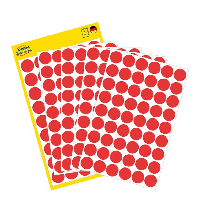 3141 Markierungspunkte, Ø 12 mm, 5 Bogen/270 Etiketten, rot