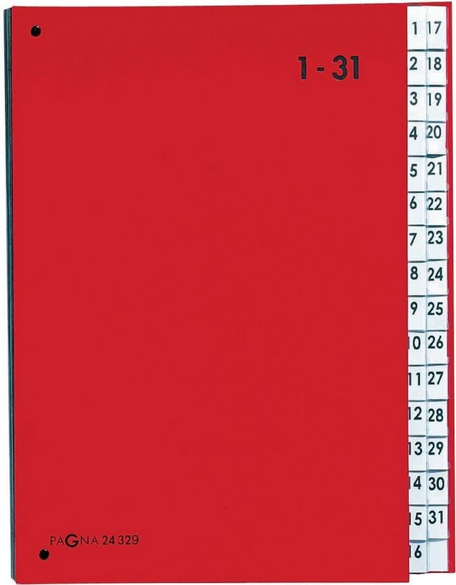 Pultordner 24329-01 DIN A4 1-31 32 Fächer Polypropylen rot