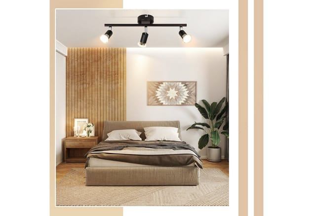 ZMH Deckenstrahler 3-flammig drehbar Schwarz/Nickel Moderne Deckenleuchte für Flur, Einfache Installation, ohne Leuchtmittel, 350°Drehbar Strahler Lampe Edelstahl Decke