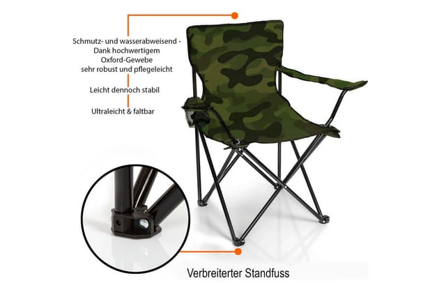 BigDean Campingtisch mit Stühlen camouflage - Camping Tisch Stuhl Set Camping Stühle (Set, 1-St., 2 Stühle mit Tisch), Angel, Festival, Outdoor, Pflegeleicht
