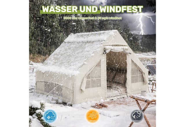 HawthyHome aufblasbares Zelt 3x2m mit Luftpumpe 2-6 Personen Luftzelt Wasserdicht & Schneller, Weiß, Schnelle Aufblasung, Wasserdicht & Sonnenschutz für Jedes Wetter