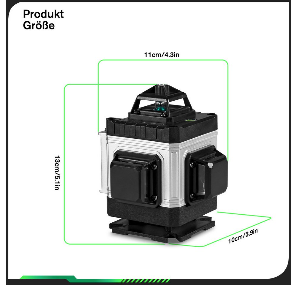 HGLINE Kreuzlinienlaser mit 1,2 m Stativ, 4D 16-Linien Selbstnivellierungslaser 4x360°, Laser Baustellen Kreuzlinienlaser Rotationslaser Bild 4