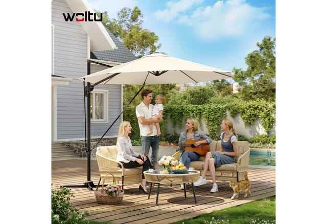 Woltu Sonnenschirm, Sonnenschutz UPF 50+, 360° drehbar, Sonnenparasol Aluminium Stahl