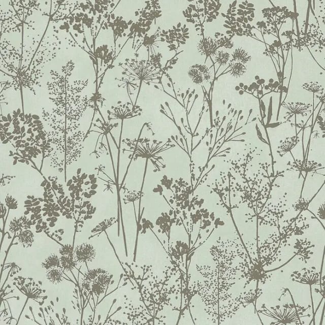 Marburg Vliestapete Wildblumen Gräser Skandi Stil Grün Gold Metallic 82465 Mona Novamur