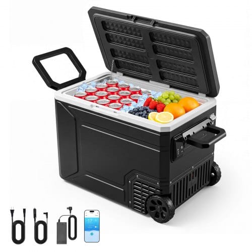 VEVOR Kompressor Kühlbox 80 L, Auto Kühlschrank mit Griff, App-Steuerung & Rädern, 12 V/24 V DC, 100–240 V AC, -20 °C bis 20 °C, Elektrische Gefrierbox für LKW, Van, RV, SUV, Reisen & Camping