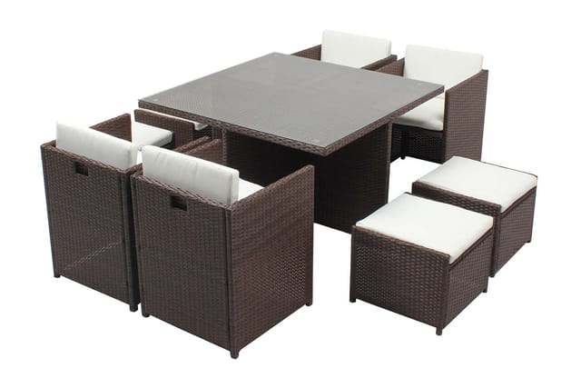 Tisch Und Stühle Für 8 Personen, Einbaubar, Braun/weißes Harz Miami
