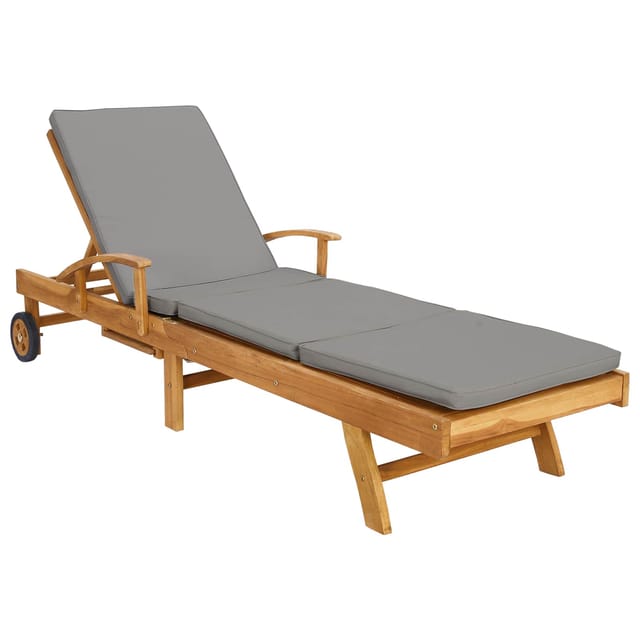 Sonnenliege Mit Kissen 100% Polyester Mit Solidem Teak Vidaxl