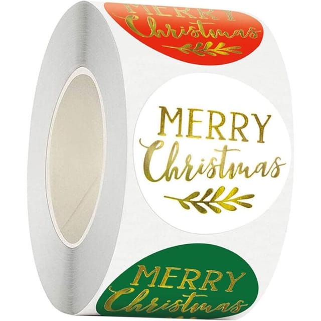 [niemals Verwendet] 1 Rolle Mit 500 „frohe Weihnachten“-aufklebern, Runde Siegeletiketten Für Geschenke
