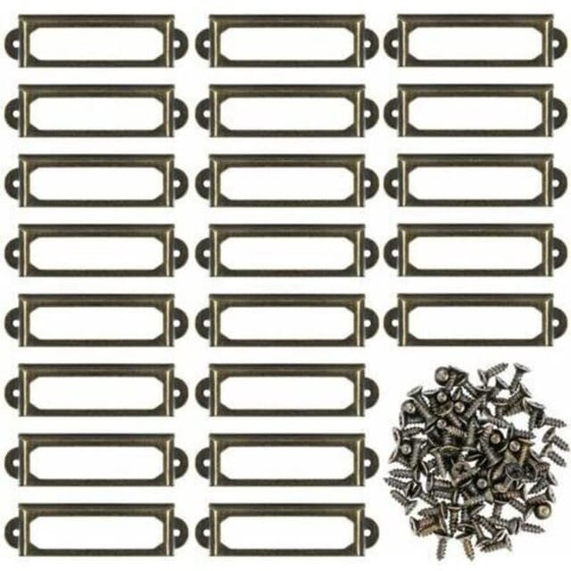 [niemals Verwendet] Set Mit 50 Metall-etikettenhaltern Für Möbel, Schubladen, Schränke, Karten, Namensschilder, Rahmen Mit Schrauben Für Büro, Bibliothek, Bücherregal, Regale Bronze (60 X 17 Mm)