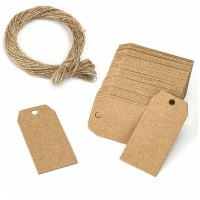 [niemals Verwendet] Packung Mit 100 Kraftpapier-anhängern – Anhänger Mit 20 M Juteschnur Für Geschenke, Hochzeiten, Valentinstag – 2,5 X 5 Cm