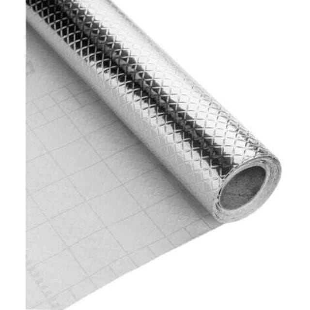 [niemals Verwendet] Selbstklebende Aluminiumfolie 40 X 200 Cm, Küchendekorationsaufkleber, Hitze- Und Ölbeständig, Quadratisches Gittermuster