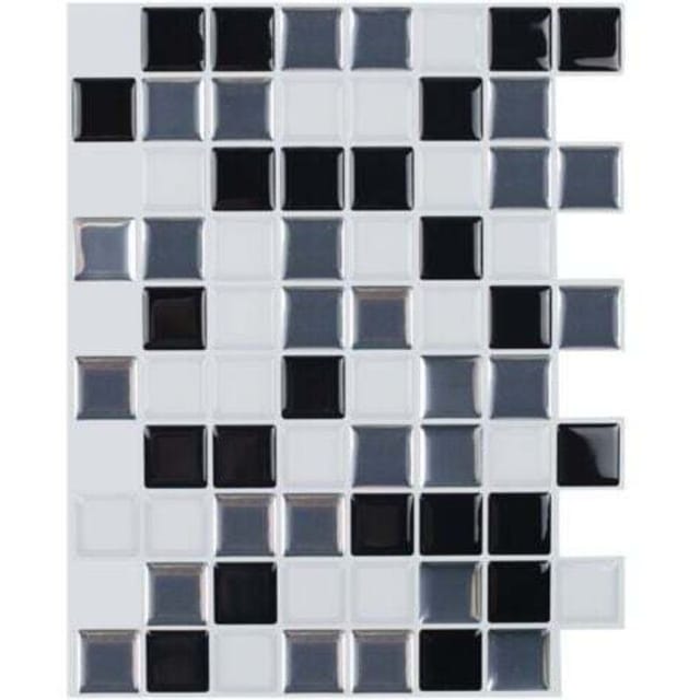 [niemals Verwendet] Selbstklebende Fliesentapete, Schwarz-weiß, 25 X 20 Cm, Mosaikoptik, Wandaufkleber, Wasserfeste Dekorfolie Für Badezimmer- Und Küchenfliesen