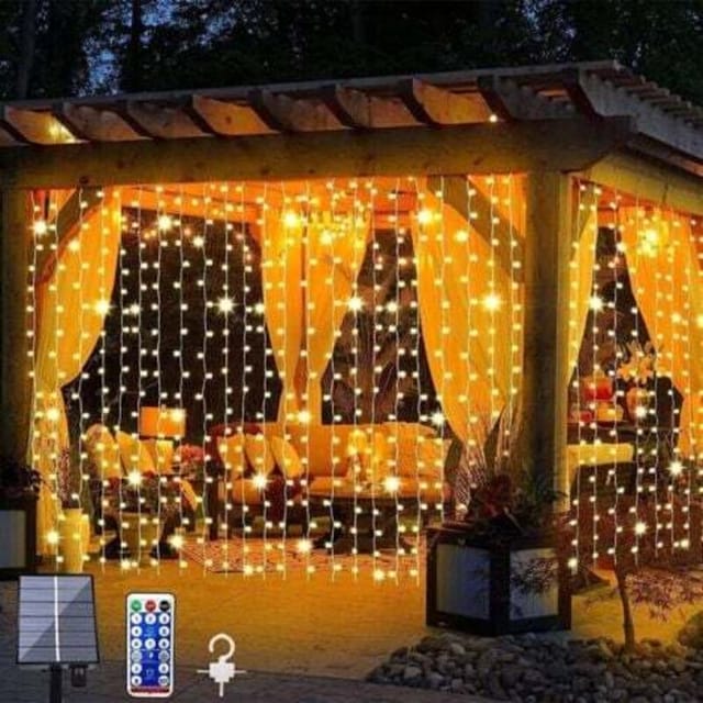 [niemals Verwendet] 300 Led Solar-lichterkette, Wasserdicht, Für Den Garten, Mit Fernbedienung Und 8 Modi, Usb-aufladbar (3 M X 3 M)