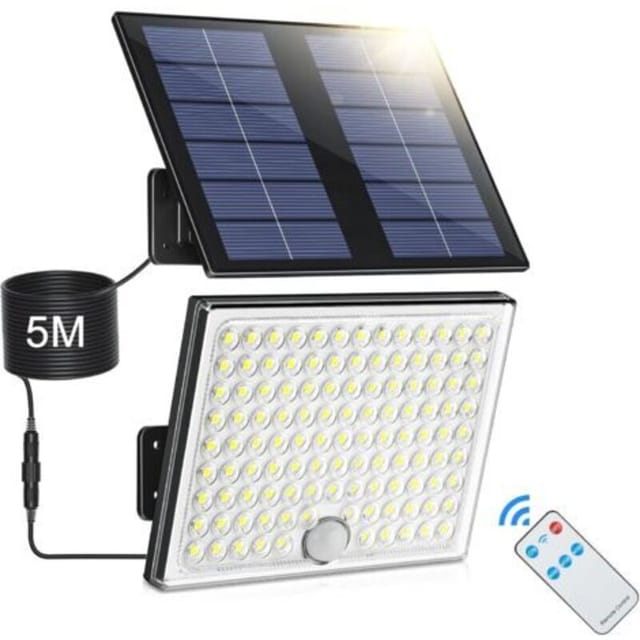 [niemals Verwendet] Solarbetriebene Gartenleuchte Mit Bewegungsmelder, Fernbedienung, 2000 Mah, 3 Leuchtmodi, Ip65 Wasserdicht, 5 M Kabel, 1 Stück