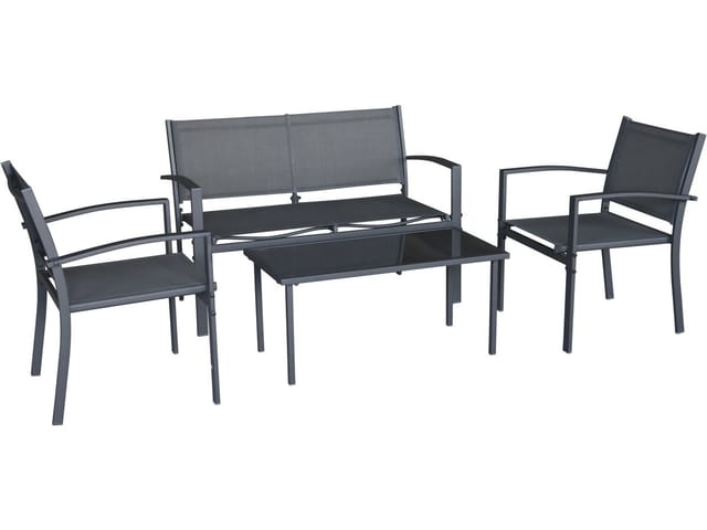 Gartenmöbel Aus Metall "lino Ii" - 4 Sitzplätze - Schwarz