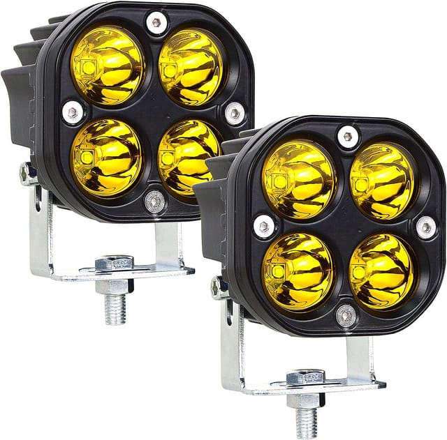Stück Led-traktor-arbeitsscheinwerfer, 7,6 Cm (3 Zoll), 40 W, Gelber Led-projektor, 12 V/24 V, Wasserdicht (ip67), Led-nebelscheinwerfer Für Geländewagen, Pkw, Lkw, Suv, Boot, Quadratisch