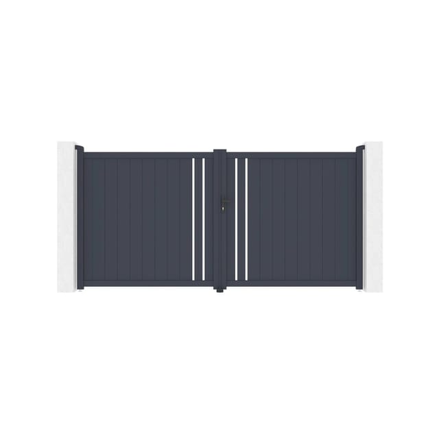 Casanoov Flügeltor Giona 350x180cm Aluminium & Tor 100x180cm Grau
