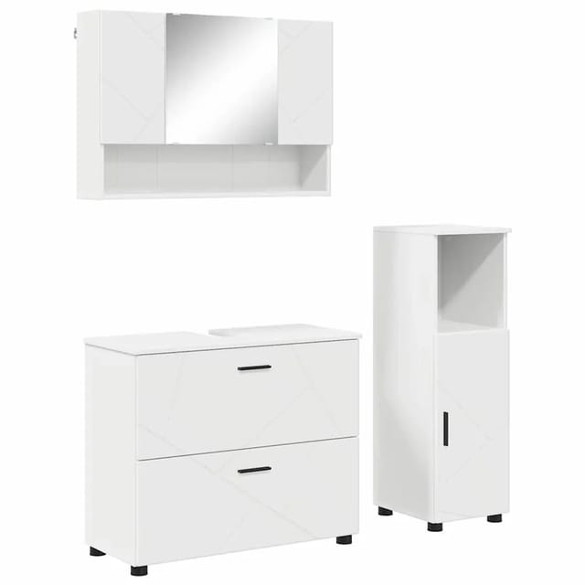 vidaXL Badezimmermöbel Set mit Schubladen 3-Tlg Weiß Holzwerkstoff 3393023