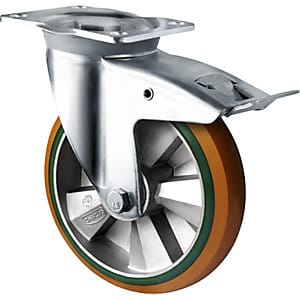 CASCOO Lenkrolle mit Totalfeststeller ø 200 mm Serie BAY5 Doppelkugellager K-Serie