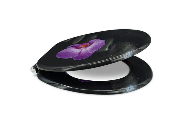 Sanfino WC-Sitz "Way of Orchid" Premium Toilettendeckel mit Absenkautomatik aus Holz, mit schönem Blumen-Motiv, hohem Sitzkomfort, einfache Montage