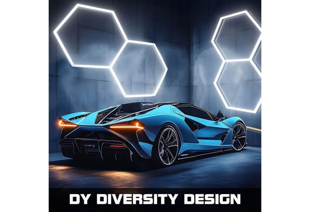 oyajia LED Dekolicht 2er-Pack Hexagon LED Garagenleuchte 90W 6500K, Wabenlicht Garage Light, LED fest integriert, Tageslichtweiß, für Garage,Autopflege,Friseursalon,Tattoo-Studio,Bürobeleuchtung