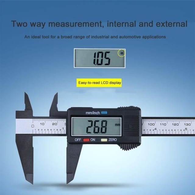 Digitaler Messschieber Aus Kohlefaserverbundwerkstoff 0-150 Mm, Schwarzes Digitales Lcd-messgerät