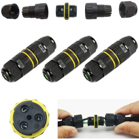 Bunthaus Wasserdichte Anschlussbox/ 3 Stück Ip68 Wasserdichter Kabelstecker/außenmantel/kabelstecker Max. Ø10 Mm/wetterfeste Außenanschlusskabelbuchse (3 Pole)