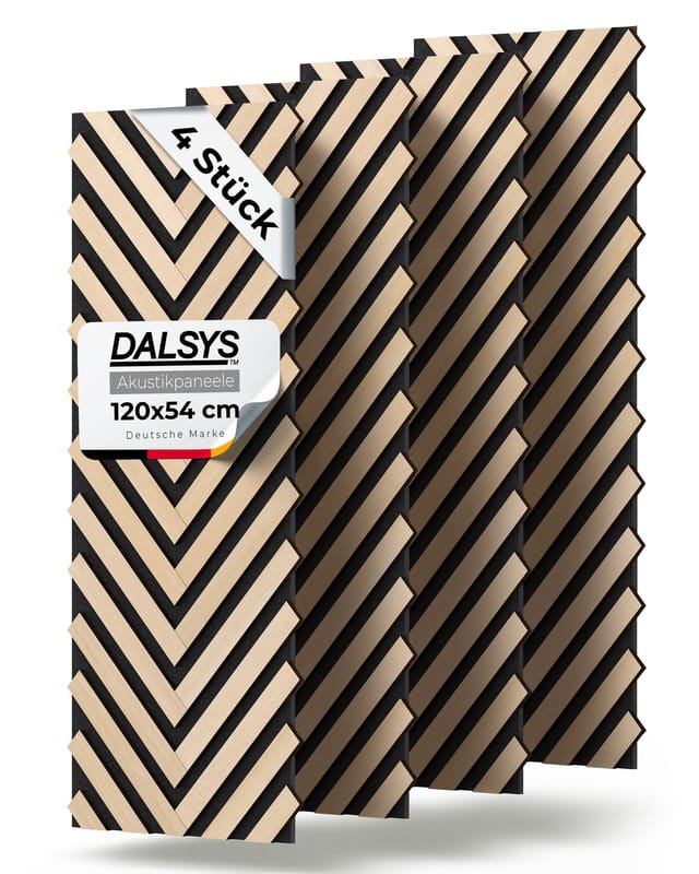 Dalsys Akustikpaneel V-form - 120x54cm 4 Stück Eiche Hell