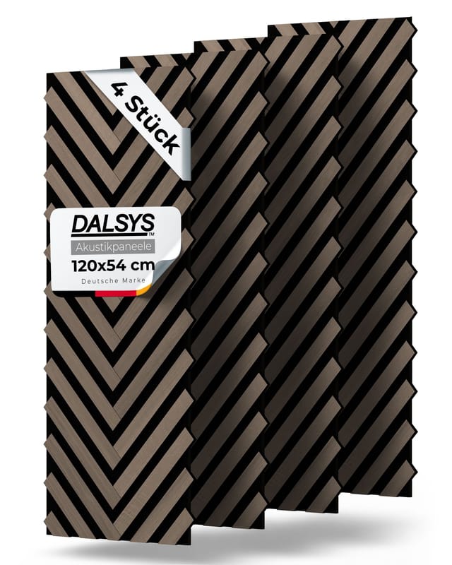 Dalsys Akustikpaneel V-form - 120x54cm 4 Stück Walnuss