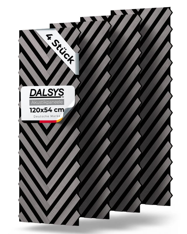 Dalsys Akustikpaneel V-form - 120x54cm 4 Stück Grau