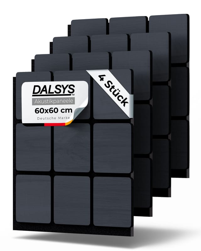 Dalsys Akustikpaneel Quadrate - 60x60cm 4 Stück Eiche Schwarz