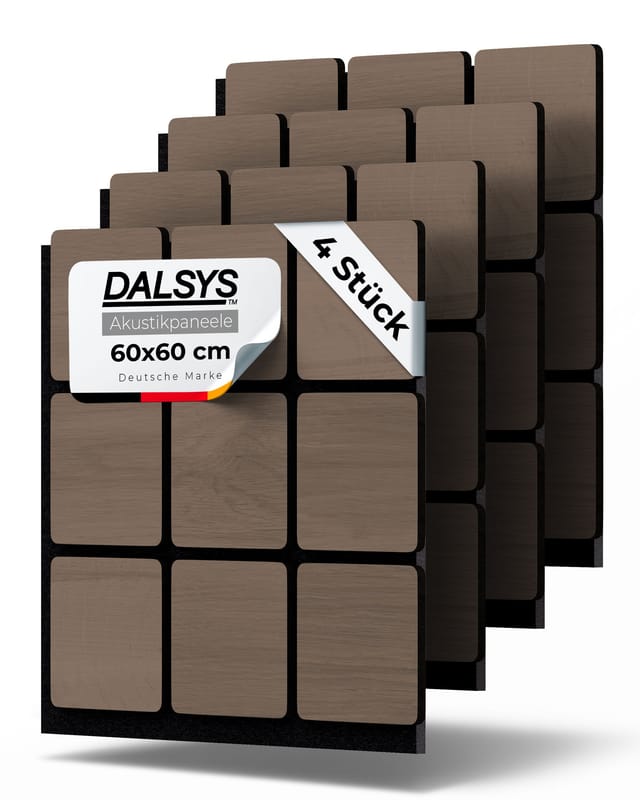 Dalsys Akustikpaneel Quadrate - 60x60cm 4 Stück Walnuss