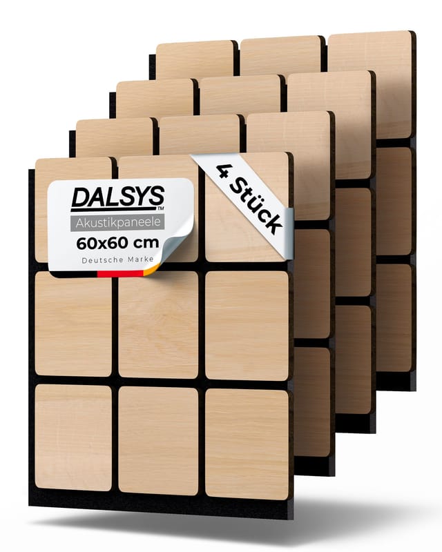 Dalsys Akustikpaneel Quadrate - 60x60cm 4 Stück Eiche Hell