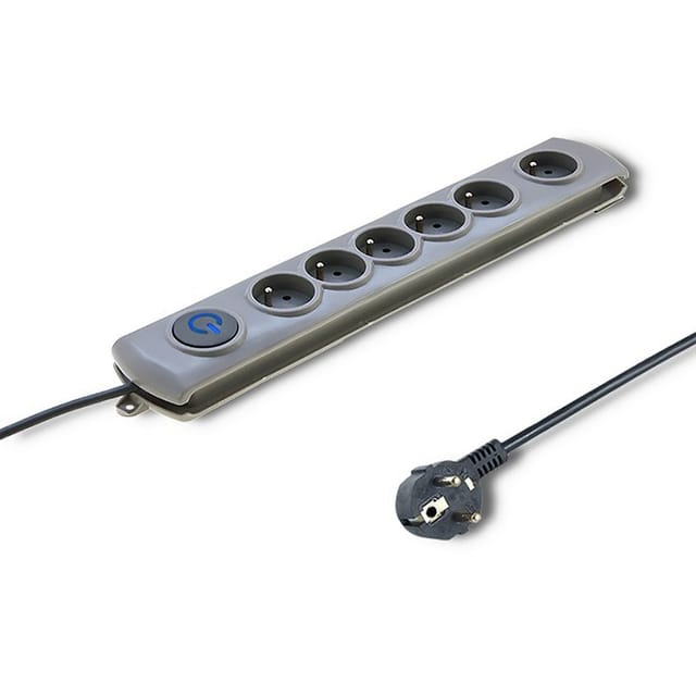 Qoltec Quick Switch Überspannungsschutz-steckdosenleiste 6 Steckdosen 1,8 M Grau