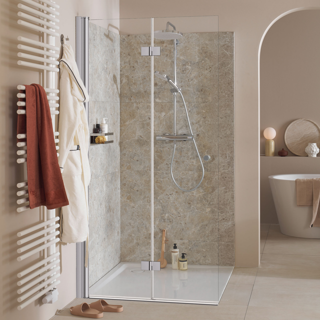 SCHÖNER WOHNEN KOLLEKTION Walk-In Duschabtrennung »Gretia«, BxH: 90 x 200 cm, Walk In DFT links, ESG Klar, Chromoptik - silberfarben