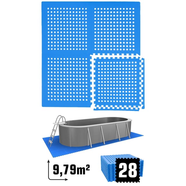 eyepower Poolmatte 62 x 62 cm 28er Set Blau