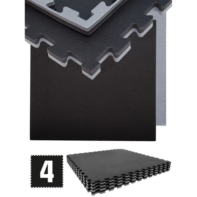 eyepower Bodenschutzmatten 90 x 90 x 2 cm 4er Set Schwarz