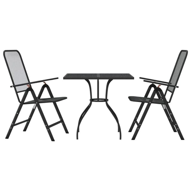 vidaXL 3-tlg Garten-Essgruppe Anthrazit Streckgitter Modell 1
