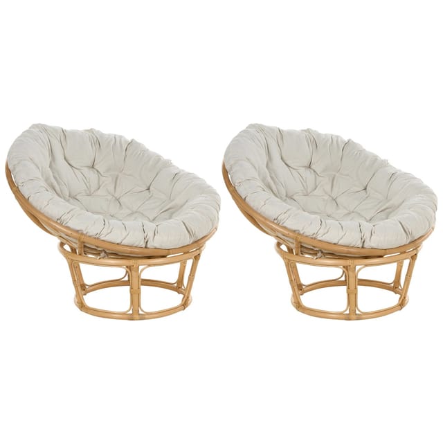 Beliani Sessel Naturfarben Beige 110x110x77