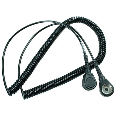 Spiralkabel mit Druckknopf, ESD, schwarz, 3/10mm, 3,6 m