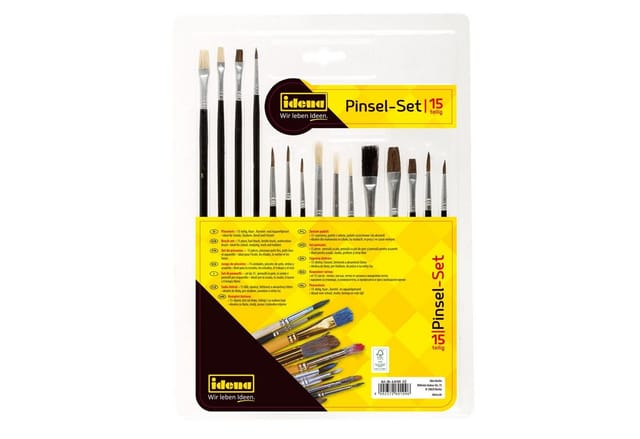 Idena Pinsel Idena 60109 - Pinselset, 15-teilig, verschiedene Sorten, Borstenpinsel