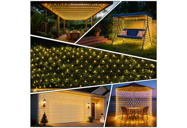 OZAVO LED-Lichternetz 1/2er LED Lichterkette Außen mit Fernbedienung Timer warmweiß, 3 x 2m, 200-flammig, Lichternetz Innen mit 8 Modi für Büsche Garten Zimmer Balkon