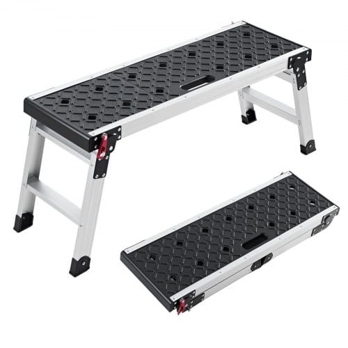 VEVOR Arbeitsplattform 910x310x420mm, Klappbare Arbeitsbühne aus Aluminium, 226,8kg Belastbare Laufbühne mit Sicherheitsverriegelung & Fußpolstern, Tragbare Stufenleiter für Wartung Malen Reparatur