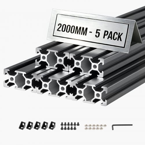 VEVOR 2040 Aluminium Profile 6 Stk. 2 m, Eloxierte V-Nut-Aluprofile nach EU-Standard, Hochfeste Strangpressprofile, Aluminiumschiene für 3D-Druckerteile, CNC-DIY-Werkbänke und Montage, Schwarz