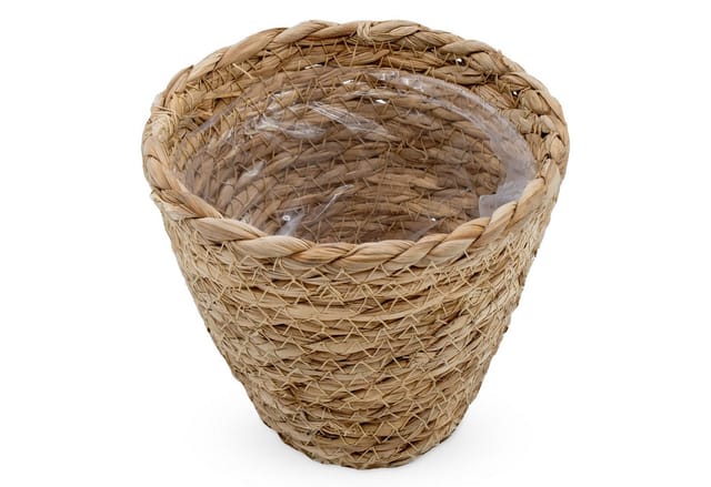 Seegras Pflanztopf Natur Mit Folie 14 X 12 Cm - 4er Set - Naturfaser Blumentopf Zum Direkten Bepflanzen