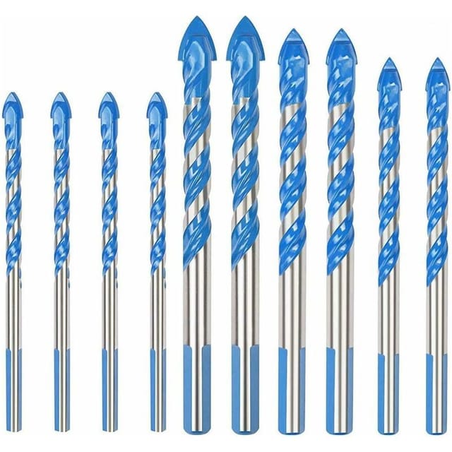Set Mit 10 Hartmetallbohrern Für Porzellan, Fliesen, Beton, Ziegel, Glas, Spiegel, Kunststoff, Mauerwerk Und Holz