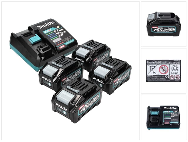 Makita Power Source Kit 40 V Max. Mit 4x Bl 4040 Akku 4,0 Ah Xgt ( 4x 191b26-6 ) + Dc 40 Ra Schnell Ladegerät Xgt Lxt ( 191e07-8 )